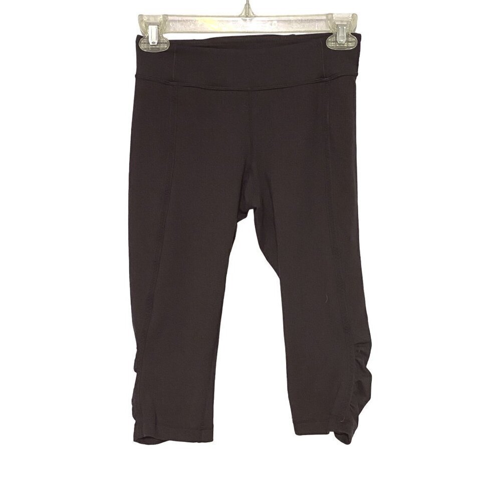 Lululemon‎ Black Cropped Athletic Ruched Leggings Women’s Size 4